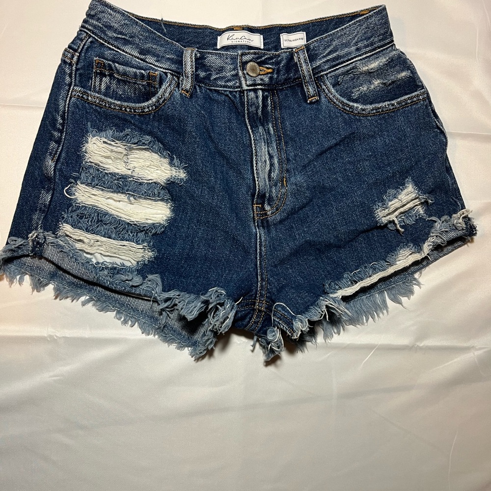 Women's KanCan Ultra High Rise Distressed Denim Shorts
